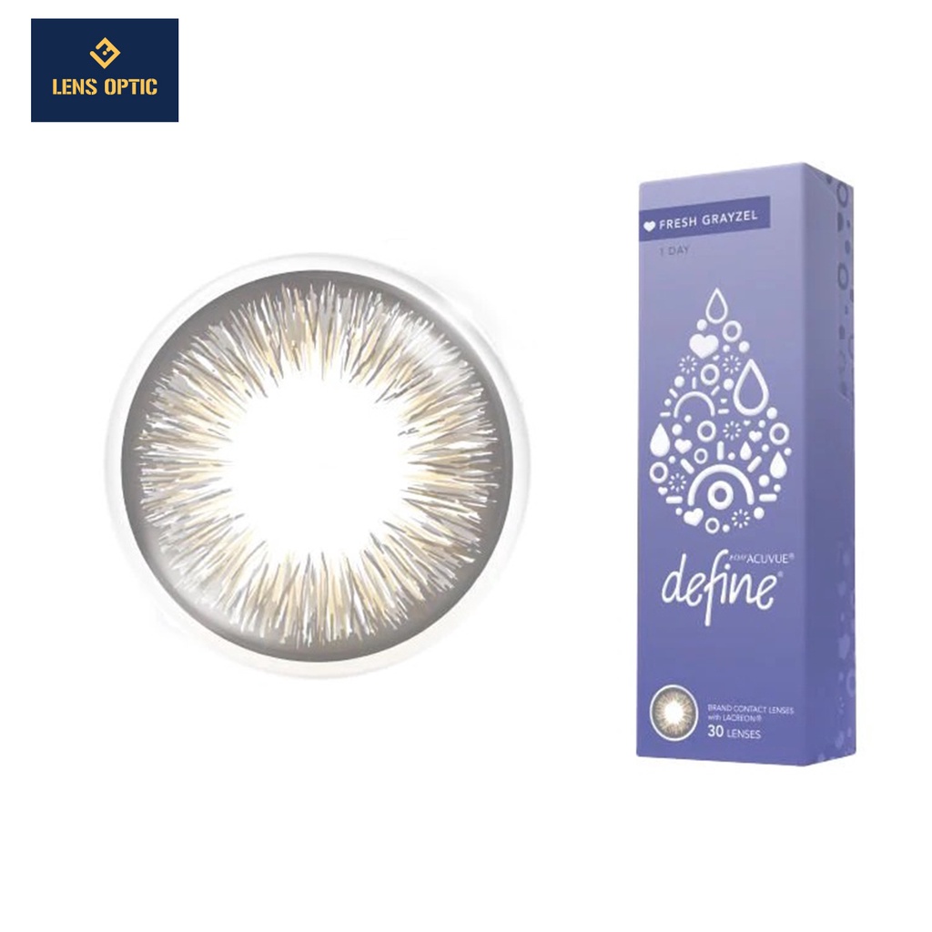 Kính áp tròng 1 ngày ACUVUE Define Fresh Grayzel màu xám có độ cho mắt cận - Lens Optic