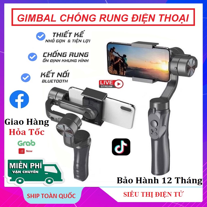 Tay Cầm Gimbal Chống Rung, 3 Trục Cho Điện Thoại - Gậy Chống Rung - Hỗ Trợ Quay Video - Chụp Ảnh Cao Cấp - BH 12 Tháng.