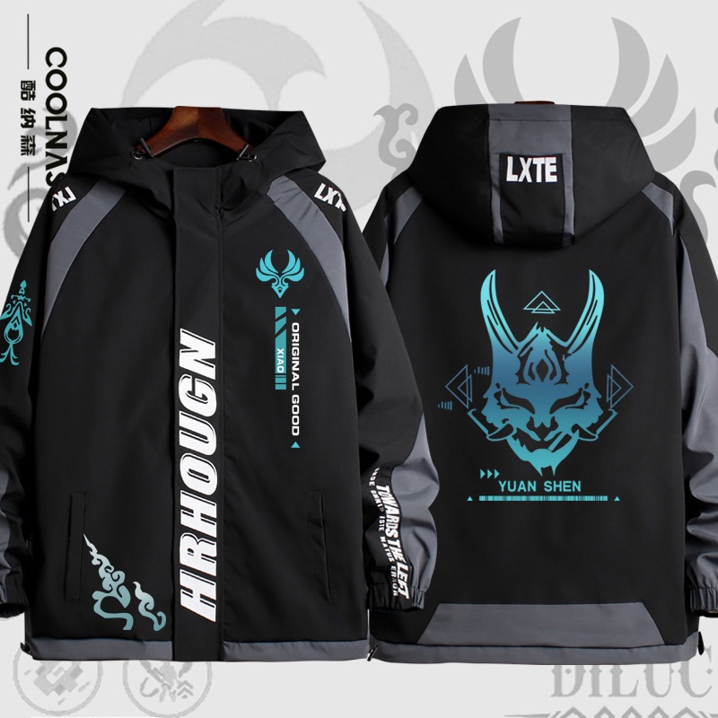 Áo khoác in hoạt hình genshin impact lá phong tartaglia childe xiao hutao phong cách thu đông cho nam nữ