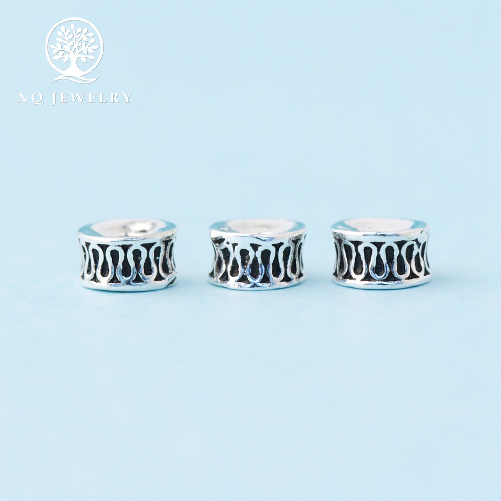 Charm bạc chặn hạt họa tiết - NQ Jewelry
