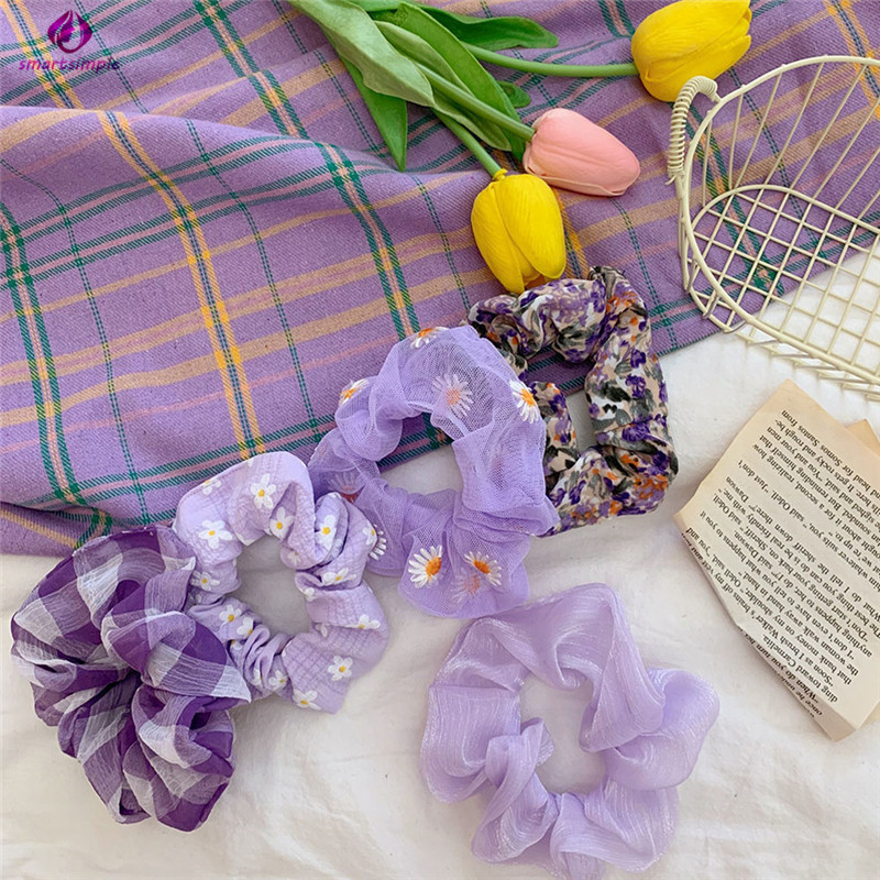 Dây Buộc Tóc Co Dãn Màu Tím Xinh Xắn Dành Cho Nữ