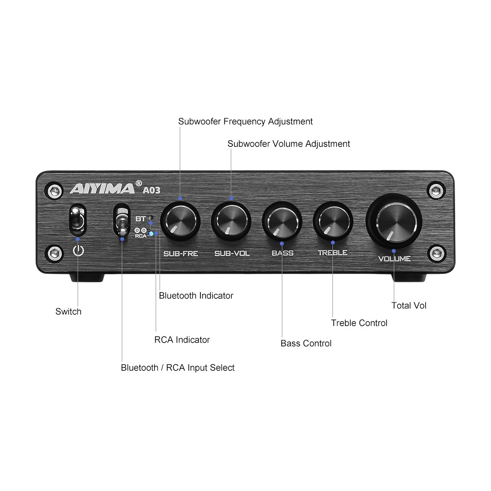 Amply AIYIMA TPA3116 khuếch đại âm thanh kết nối Bluetooth 2.1 50Wx2 + 100W HiFi TPA3116D2 kỹ thuật số