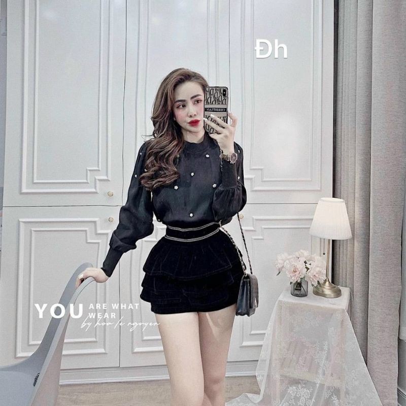Quần nhung giả váy cạp viền hàng QCL1