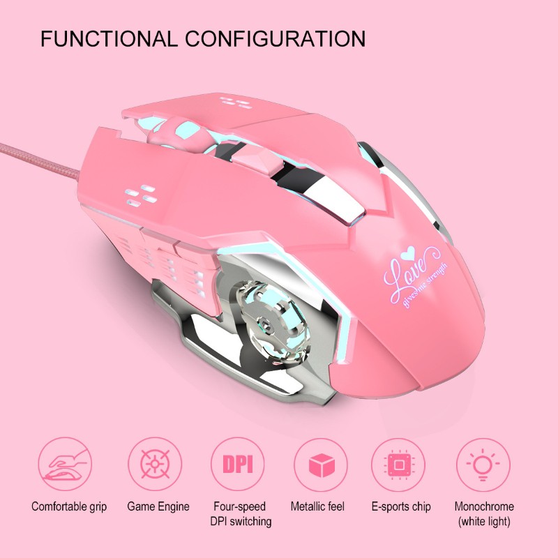 Chuột LED 3200 DPI Gaming Mouse X500 Pink