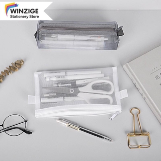 Winzige hộp bút lưới bóp viết dễ thương túi đựng bút trong suốt văn phòng phẩm hàn quốc