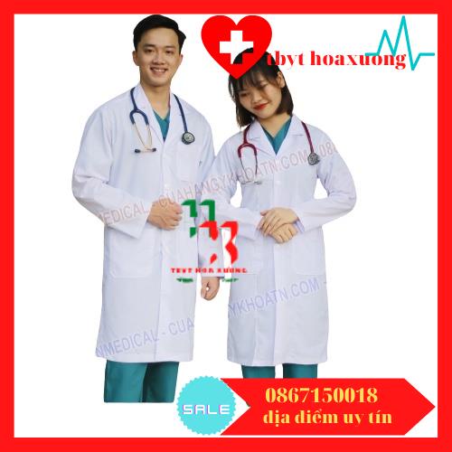 Áo blouse, áo choàng bác sĩ, dược sĩ, phòng thí nghiệm nam dài tay, dáng dài