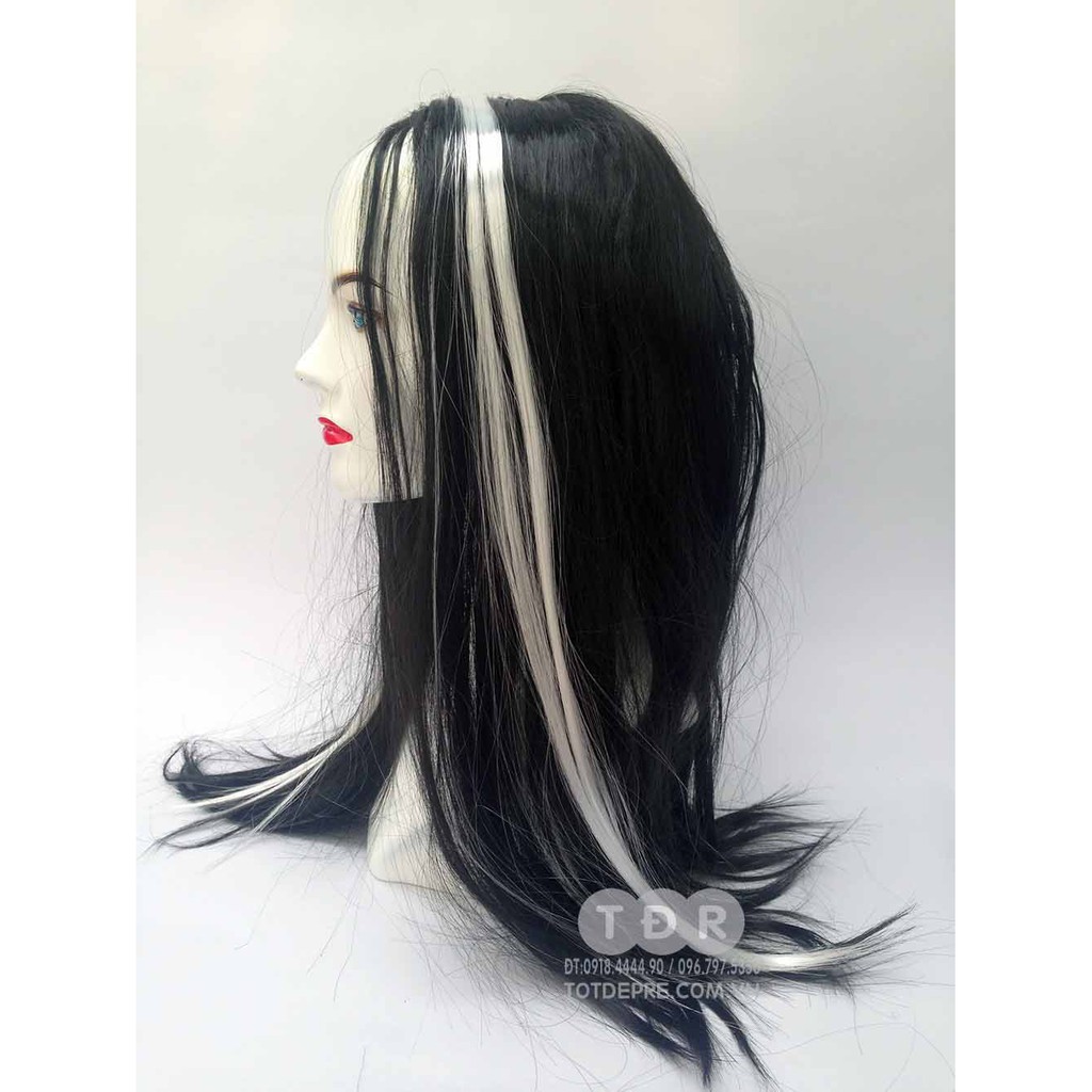 Đồ chơi trung thu Halloween Tóc Giả Hóa Trang kiểu thẳng dài màu bạch kim hoặc vảy line trắng