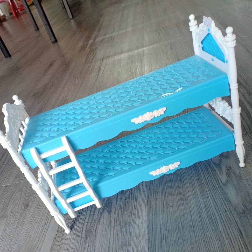 Giường Tầng Cho Búp Bê hai màu xanh hồng dài 32cm rộng 10cm cao 22cm