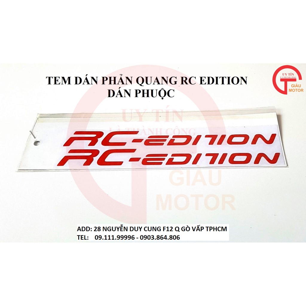 CẶP TEM PHẢN QUANG DÁN PHUỘC RC EDITION MÀU ĐỎ