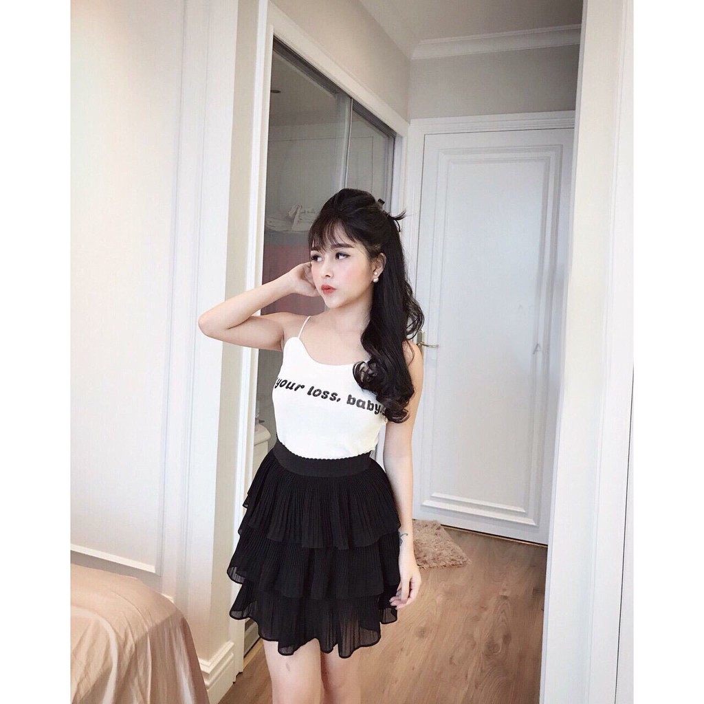 chân váy voan gân 3 tầng ( 40-60kg) | BigBuy360 - bigbuy360.vn