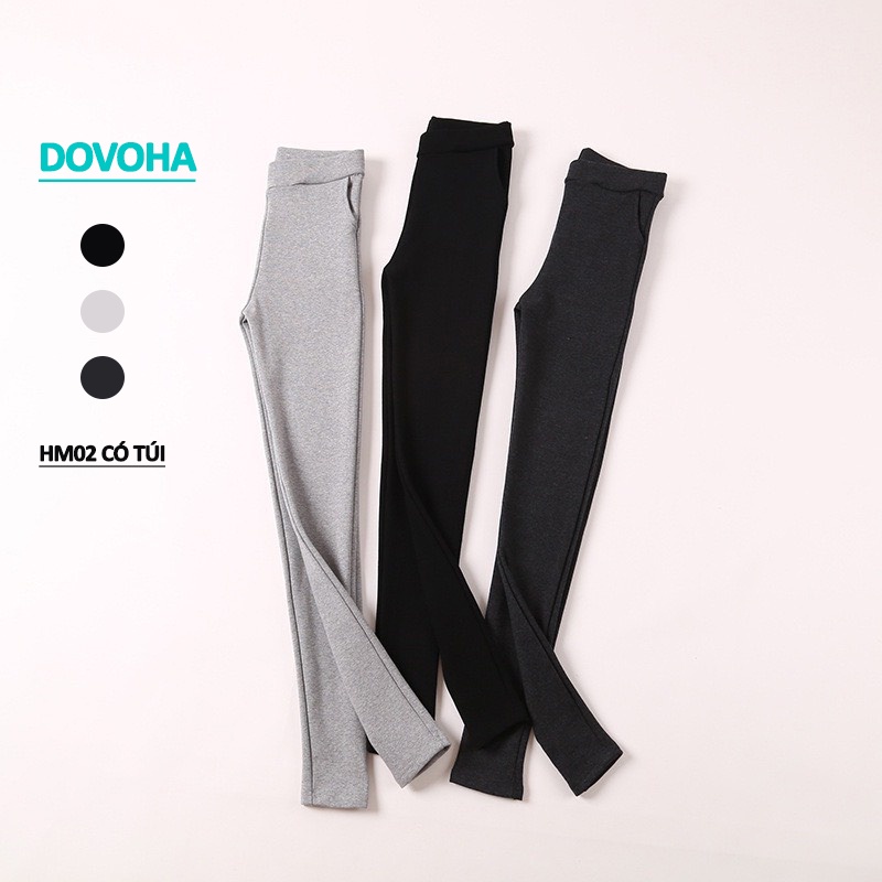 Quần legging dài nữ hffm có túi cạp cao nâng mông cotton dày dặn cao cấp DOVOHA HM02