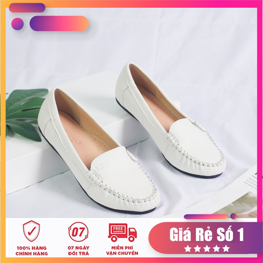 Giày Mọi Da Bò Thật Đế Mềm Màu Trắng 3254
