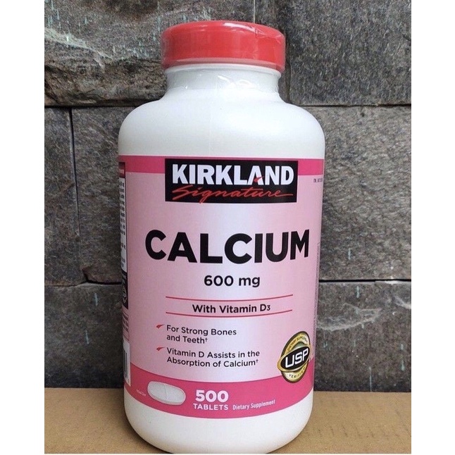 🌷🌸[HSD 01/2024] Viên Uống Kirkland Calcium 600mg with Vitamin D3 của Mỹ 500 viên🌸🌷