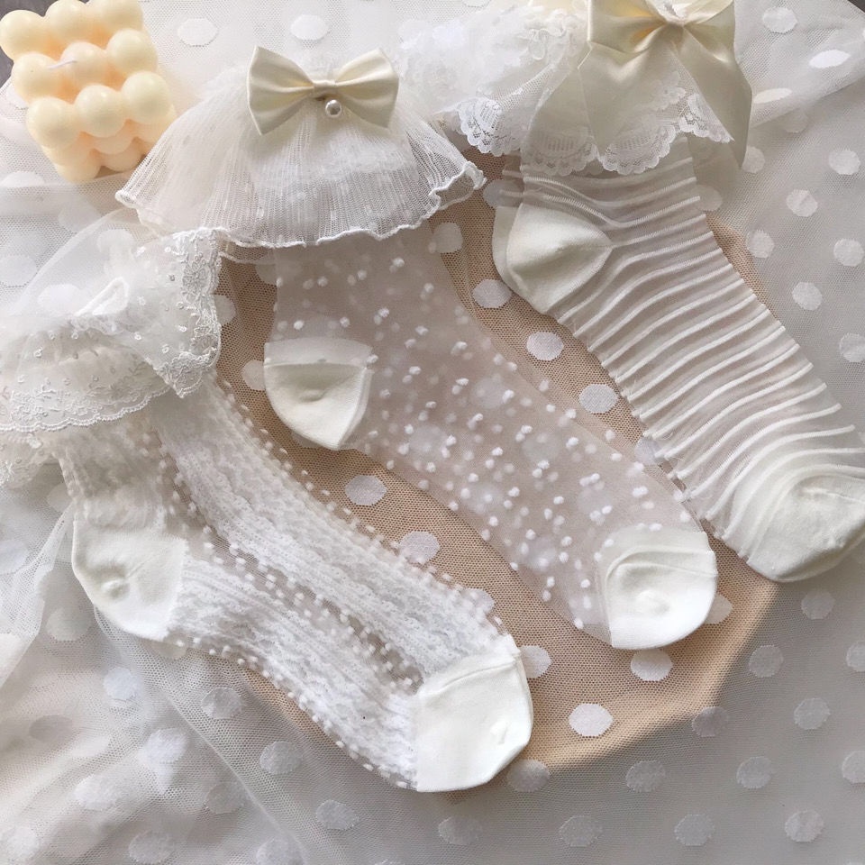 Vớ Ren Công Chúa Phong Cách Lolita Cổ Điển Kích Thước 35-39 Mới Cho Bé Gái