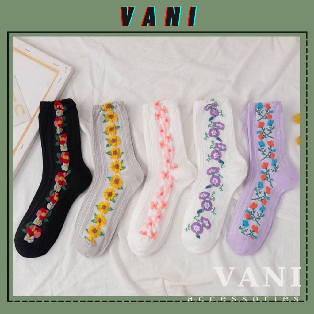 Tất Vớ Nữ Họa Tiết In Nổi Hình Hoa Nhiều Mẫu Vintage, Phong Cách Lolita - Vani Store [TAT00106]