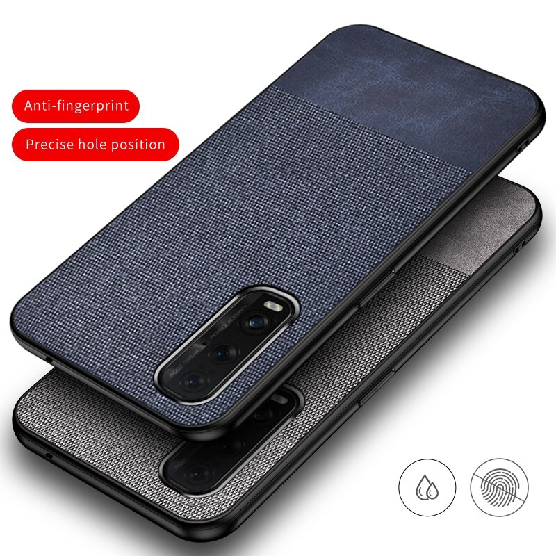 Ốp điện thoại PC cứng mặt vải da chống sốc cho OPPO Find X2 Pro