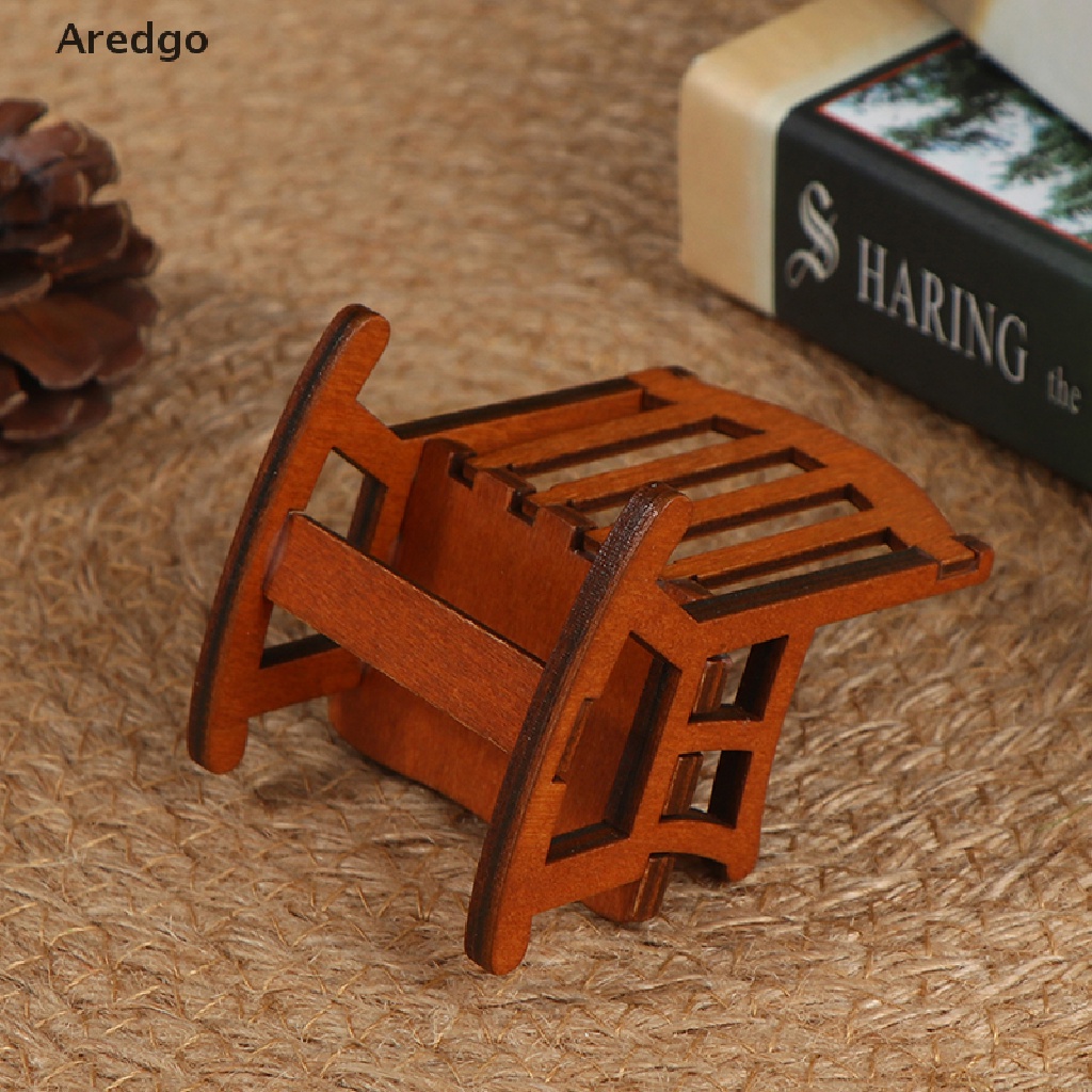Mô hình ghế bập bênh gỗ mini tỉ lệ 1/12 trang trí nhà búp bê DIY