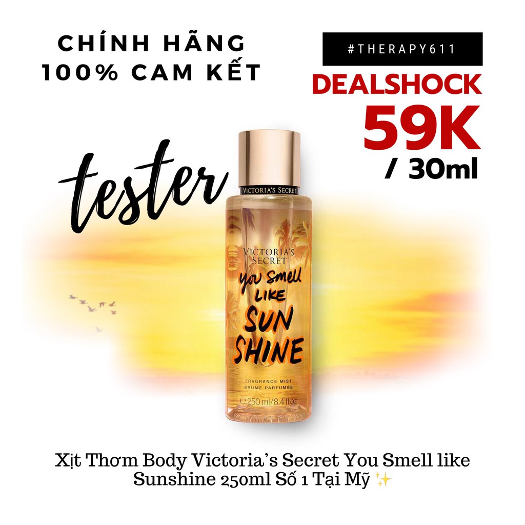 [𝗦𝗔𝗟𝗘]..::✨Xịt Thơm Body Victoria’s Secret You Smell Like Sunshine ❤ 250ml✨::..