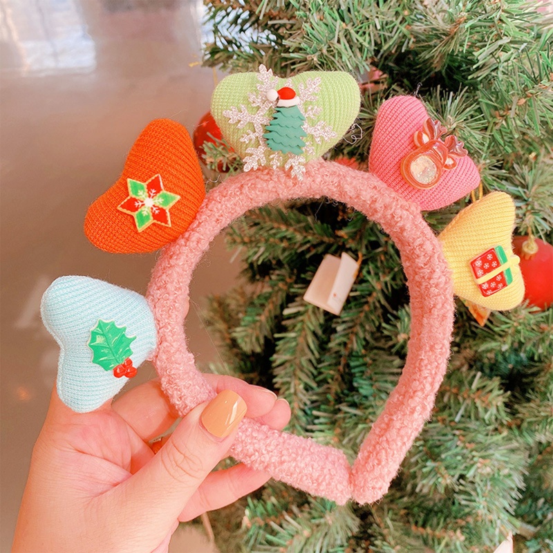 Băng Đô Cài Tóc Vải Lông Hình Trái Tim Hoạt Hình Giáng Sinh Làm Đạo Cụ Chụp