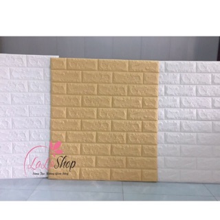 Xốp dán tường màu vàng kem giả gạch 3D ( kho Sài gòn )
