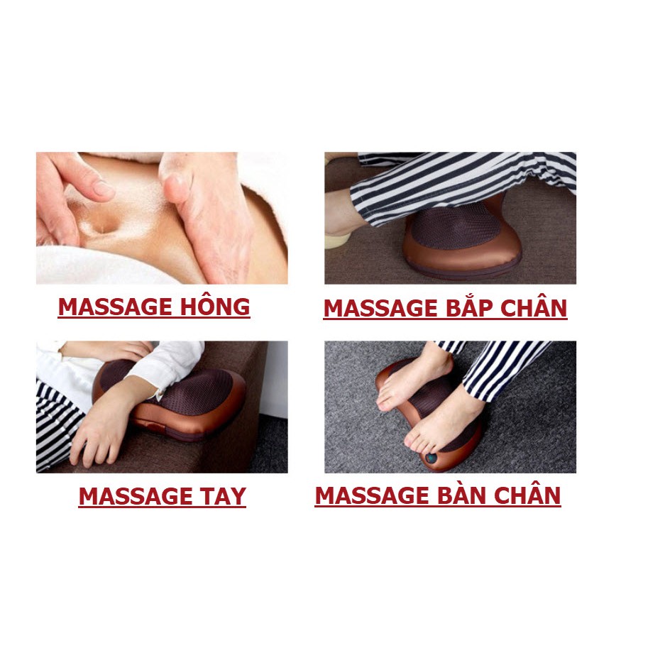 Gối Massage Hồng Ngoại 8 Bi Cao Cấp Nhật Bản - Có Thể Điều Khiển Tốc Độ Massage