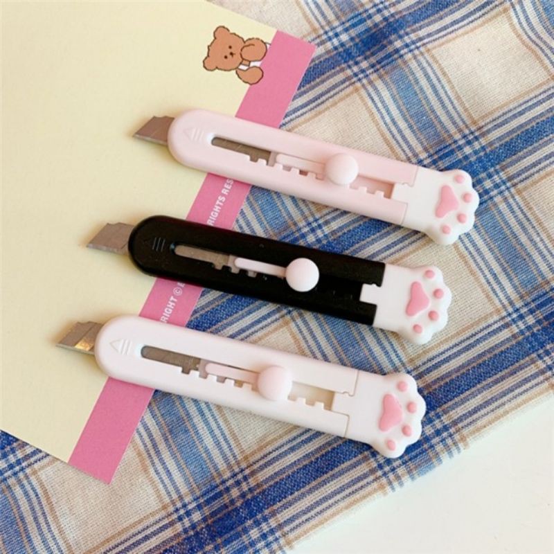 Dao rọc giấy mini chân mèo măng cụt nhỏ xinh dễ thương hồng bàn tay mèo cắt giấy thủ công