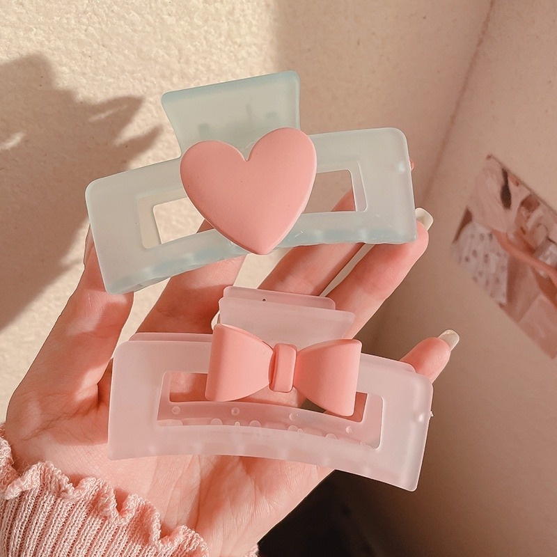 Kẹp Tóc Hình Trái Tim Màu Hồng Phong Cách Hàn Quốc Mới Cho Nữ