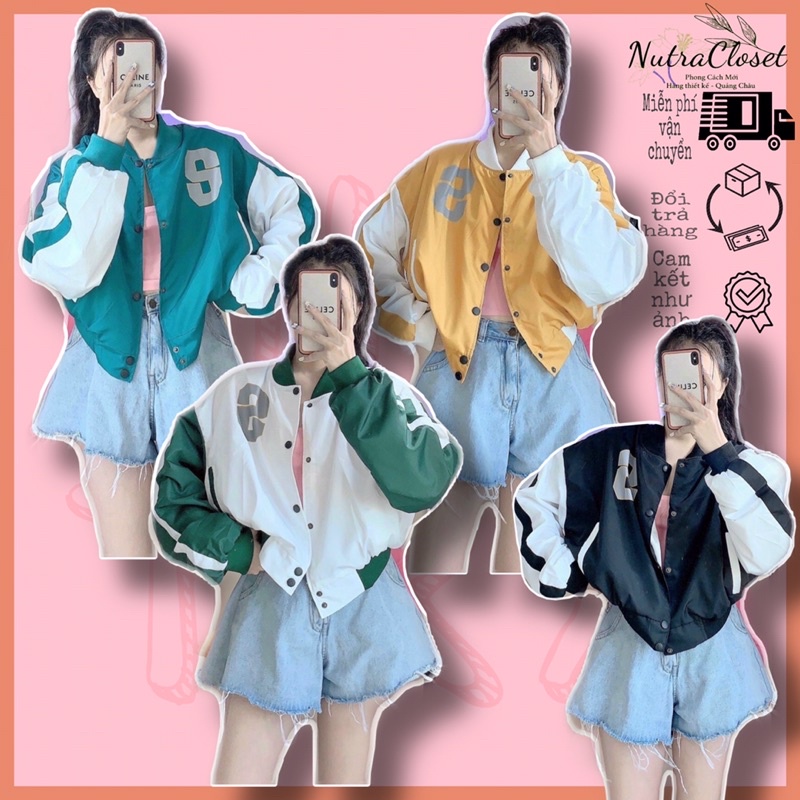Áo khoác lửng croptop bomber dù 2 lớp sọc tay không nón unisex ulzzang nam nữ