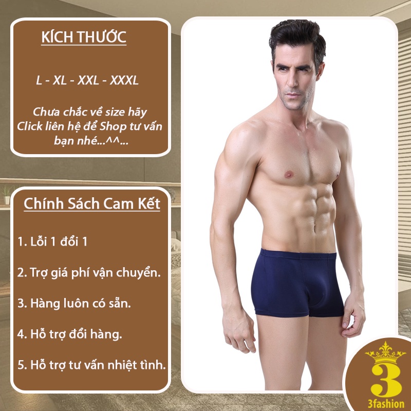 Combo Quần Lót Boxer Nam Vải Cotton Cao Cấp Mềm Mịn Thoáng Khí Kháng Khuẩn Chuẩn Y Tế - MSP L910