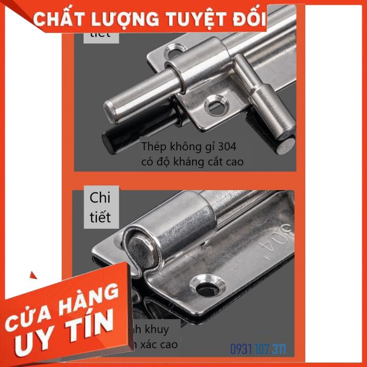 Chốt khóa cửa, then khóa cửa bằng vật liệu thép không gỉ K06 cao cấp loại 3 inch, 6 inch bền bỉ và chắc chắn