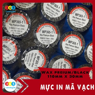 Mực in mã vạch, giấy than in mã vạch, ruy băng Wax Premium khổ 110mmx300m