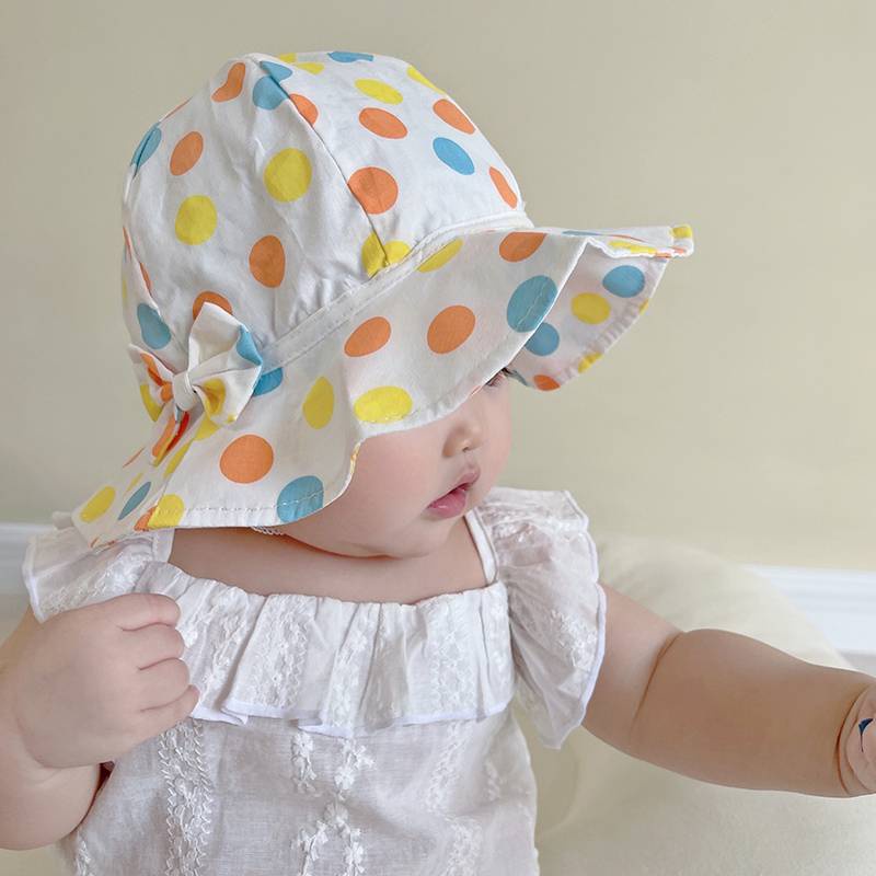 Mũ xô bằng cotton hoạ tiết chấm bi đáng yêu cho bé