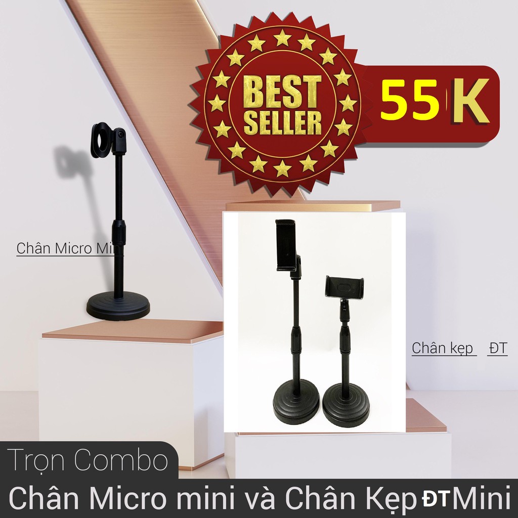 Combo tiện lợi giá đỡ kẹp micro và kẹp 2 điện thoại chân đế chắc chắc livestream  bán hàng  hoc onl đa năng gấp gọn