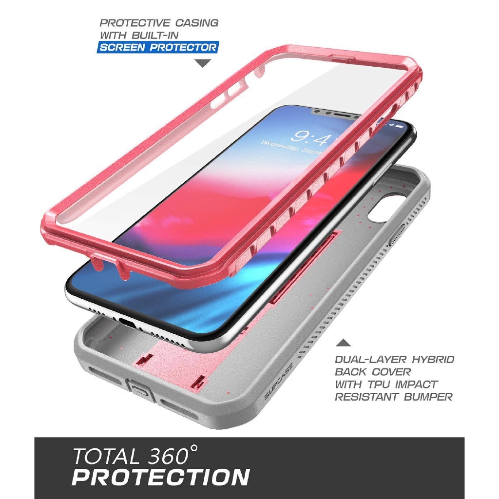 Ốp điện thoại da SUPCASE có kẹp bảo vệ màn hình thích hợp cho iPhone XS Max
