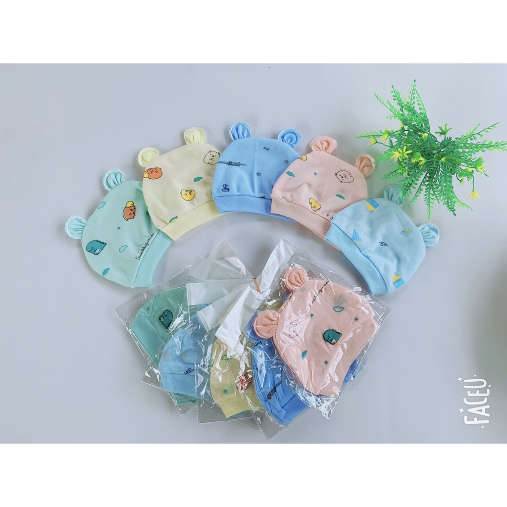 (1 chiếc) Mũ sơ sinh cotton cho bé nhiều mẫu (Hàng Việt Nam)