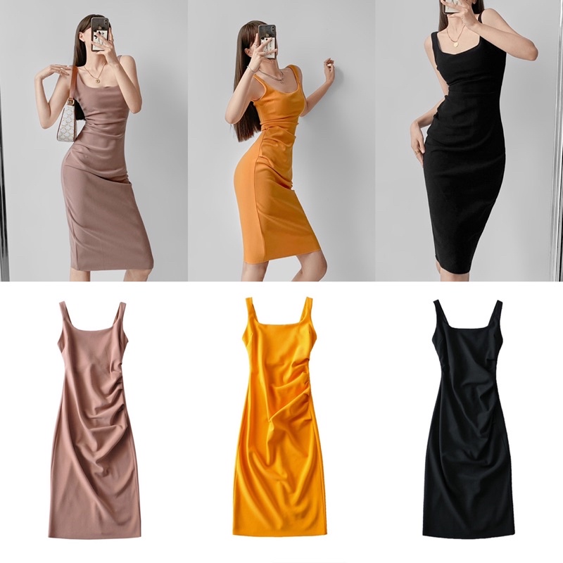 Order 15 ngày- Đầm màu cổ vuông #1138