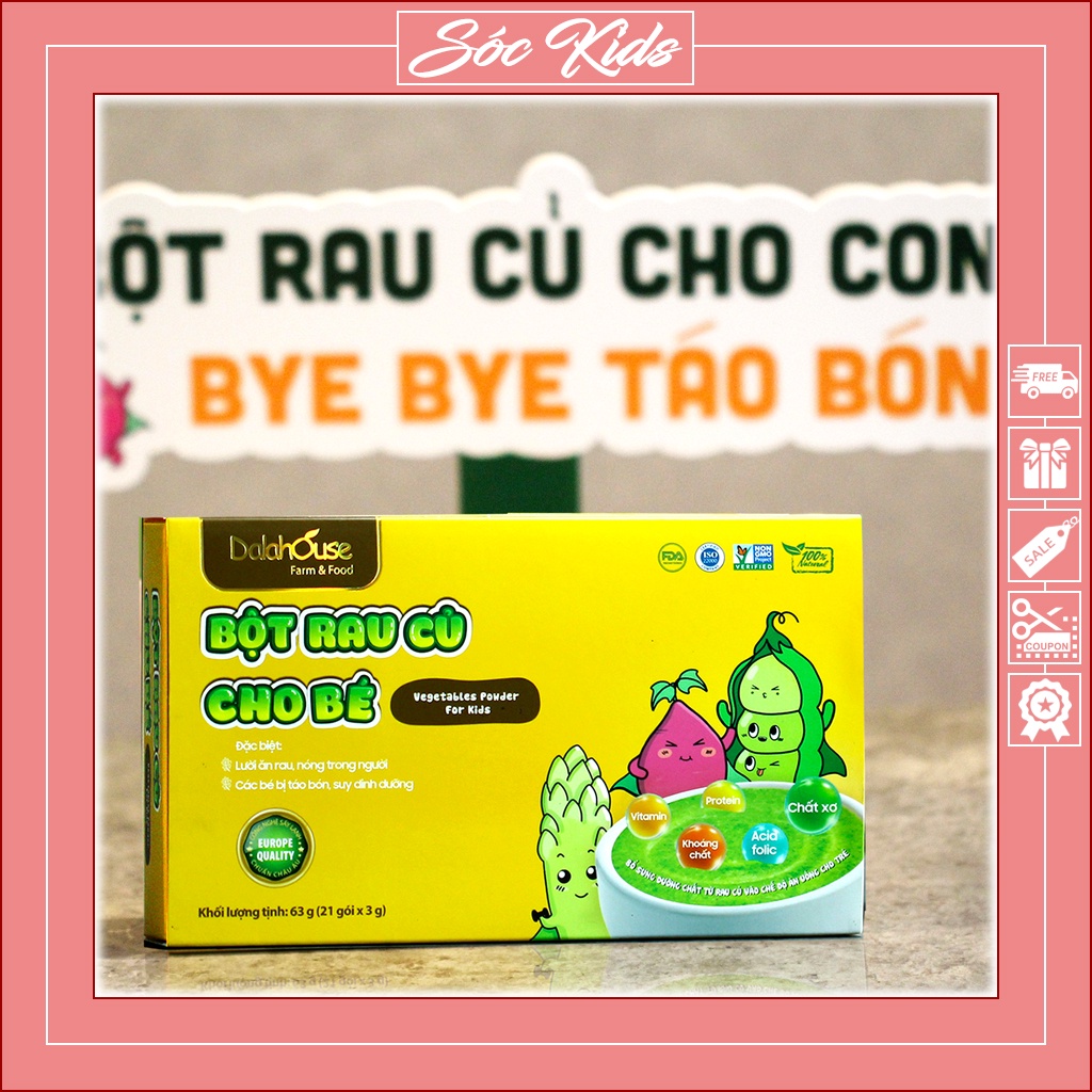 Bột Rau Củ Sấy Lạnh Dalathouse Dinh Dưỡng Hữu Cơ Cho Bé Ăn Dặm Từ 6 Tháng - CHUẨN VIỆT | DATE 2022 | LẺ GÓI | SÓC KIDS