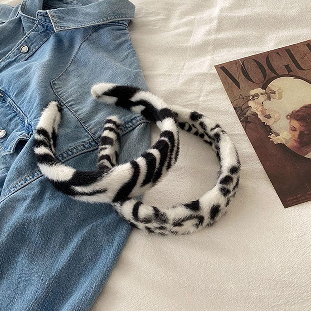 ANEMONE Băng Đô Cài Tóc Bằng Nhung Dày Dặn Viền Xốp Họa Tiết Động Vật Thời Trang Hàn Quốc