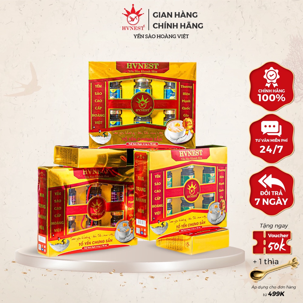 Bộ Quà Tặng Thầy Cô 20/11 Cao Cấp Yến Sào HVNEST (6 Hũ Đường Phèn)