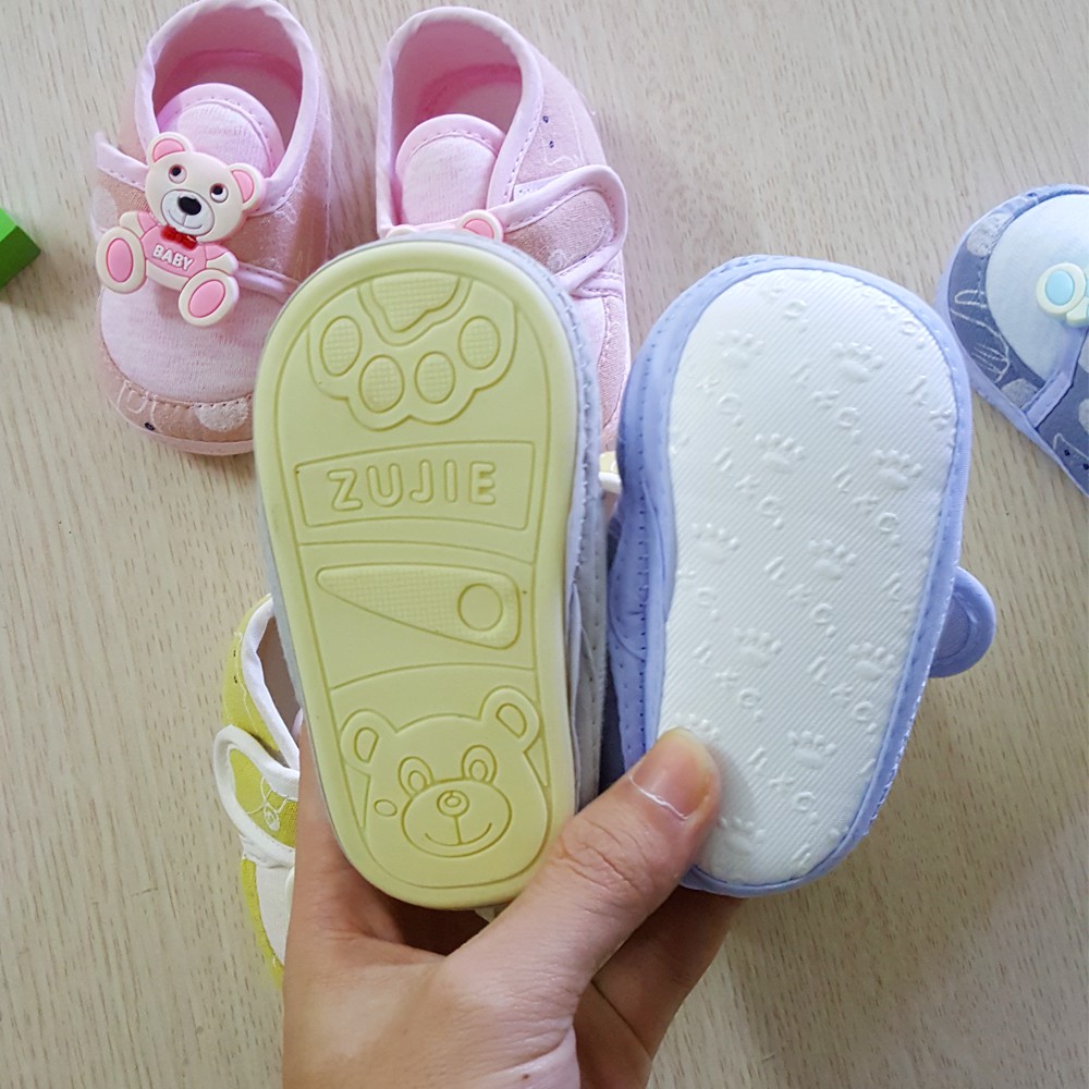 Giày tập đi chống trượt thêu hình dễ thương cho bé trai, bé gái từ 0 đến 12 tháng