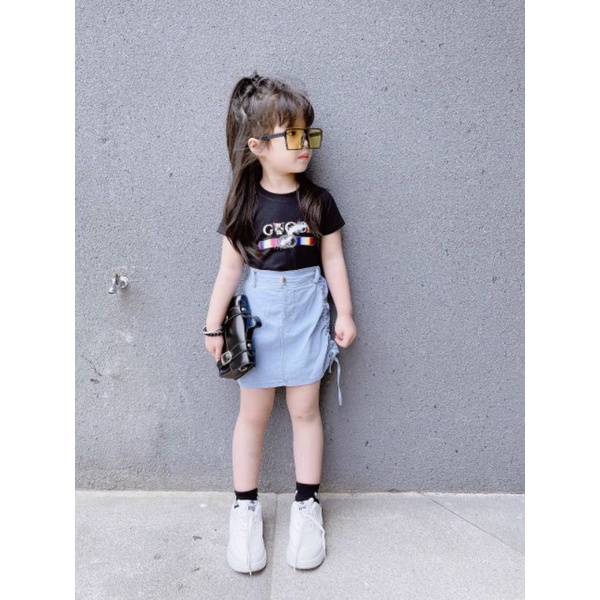 Set Chân Váy Jean Gucci Cho Bé Gái Size 16-35kg