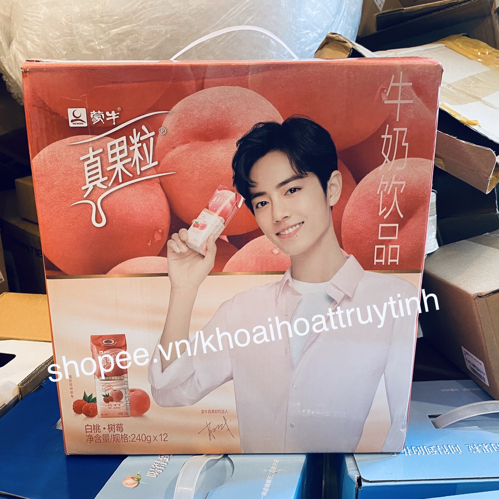 CÓ SẴN [Tiêu Chiến] Sữa uống Chân Quả Lạp vị đào & phúc bồn tử | BigBuy360 - bigbuy360.vn