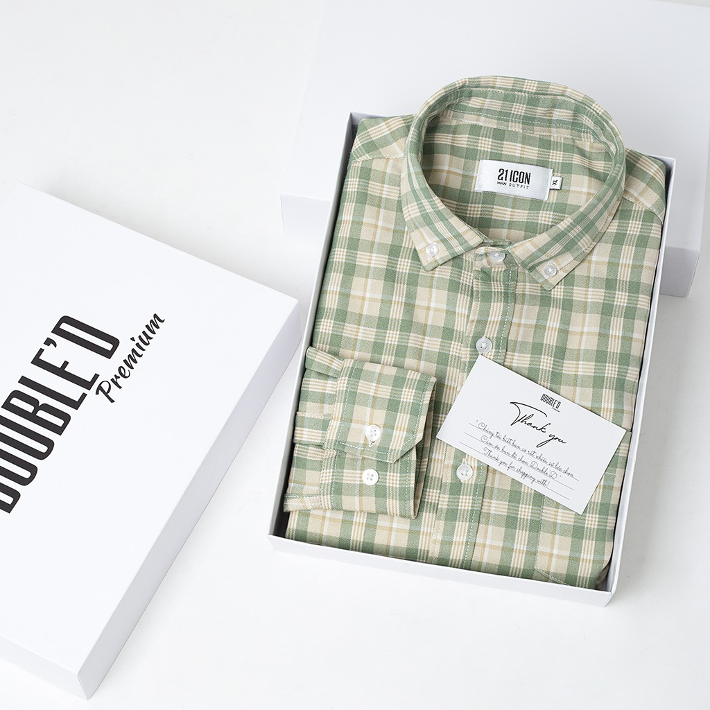 Áo sơ mi nam Double'D họa tiết kẻ caro vuông SPFGREEN | BigBuy360 - bigbuy360.vn