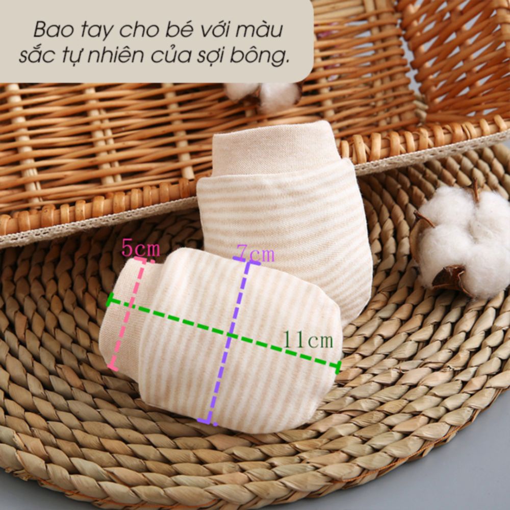 Bao tay cho bé sơ sinh, chất liệu 100% bông hữu cơ mềm mại chống xước cho bé (bao tay sơ sinh)