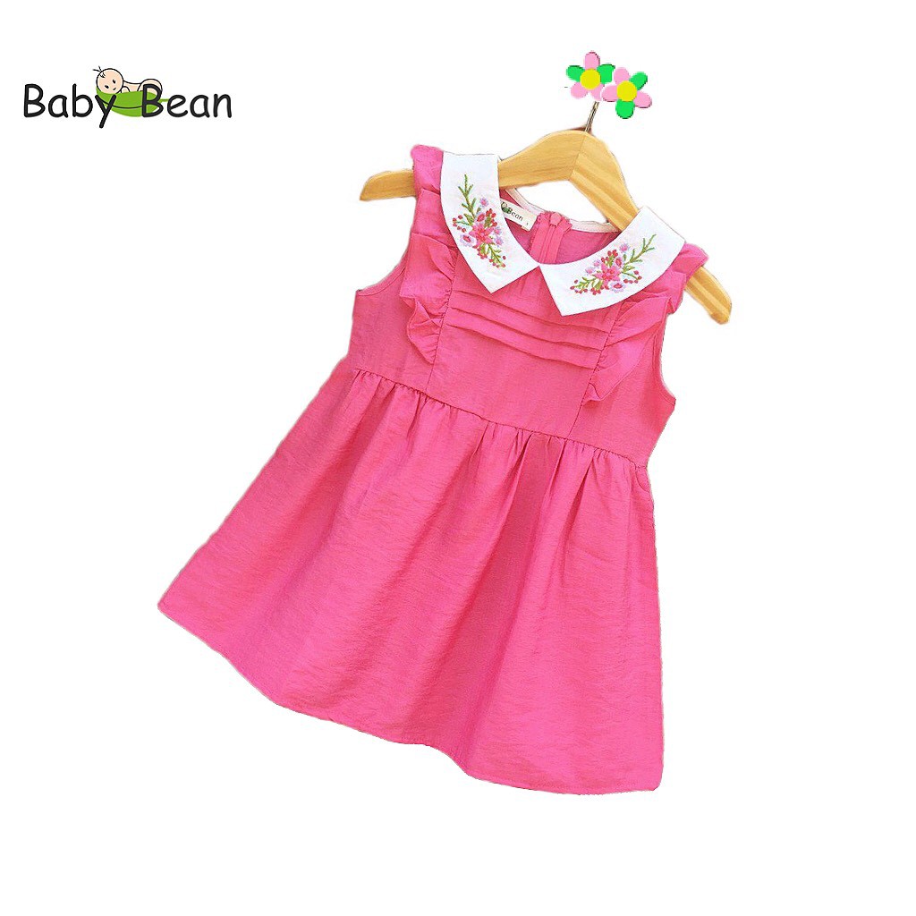 Đầm Đũi thêu Hoa Xếp Ly bé gái BabyBean