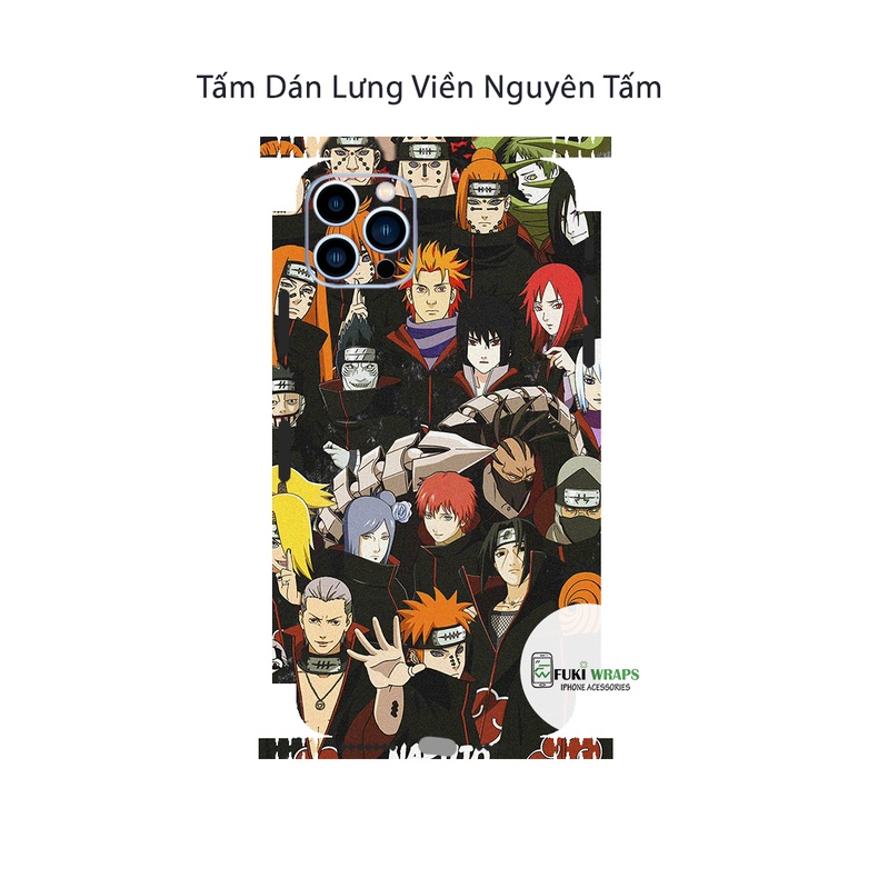 Tấm dán Skin Mặt Sau Naruto FULL VIỀN Dành Cho 13prm , 12prm , 11prm , x , xsm , ip11 , ip12 , ip13 - FukiShop
