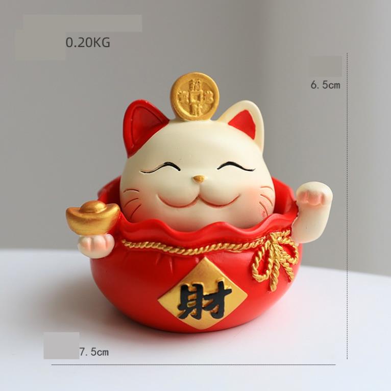 MÈO THẦN TÀI 7cm MÈO MAY MẮN dùng trang trí bàn làm việc, kệ tủ, ô tô