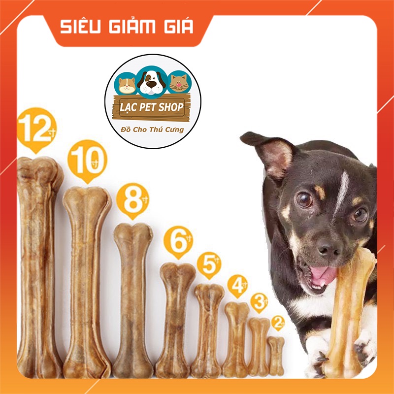 (Lẻ 1 cái) Xương ống da bò cho chó gặm (5 size) phù hợp với nhiều loại chó