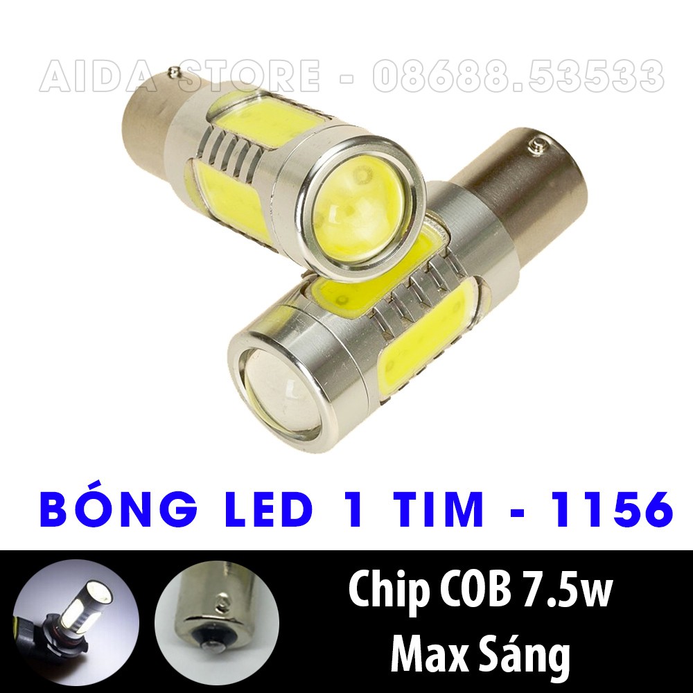 01 Bóng đèn phanh, đèn hậu, đèn lùi 01 tim LED COB 7.5w thấu kính, chuẩn 1156