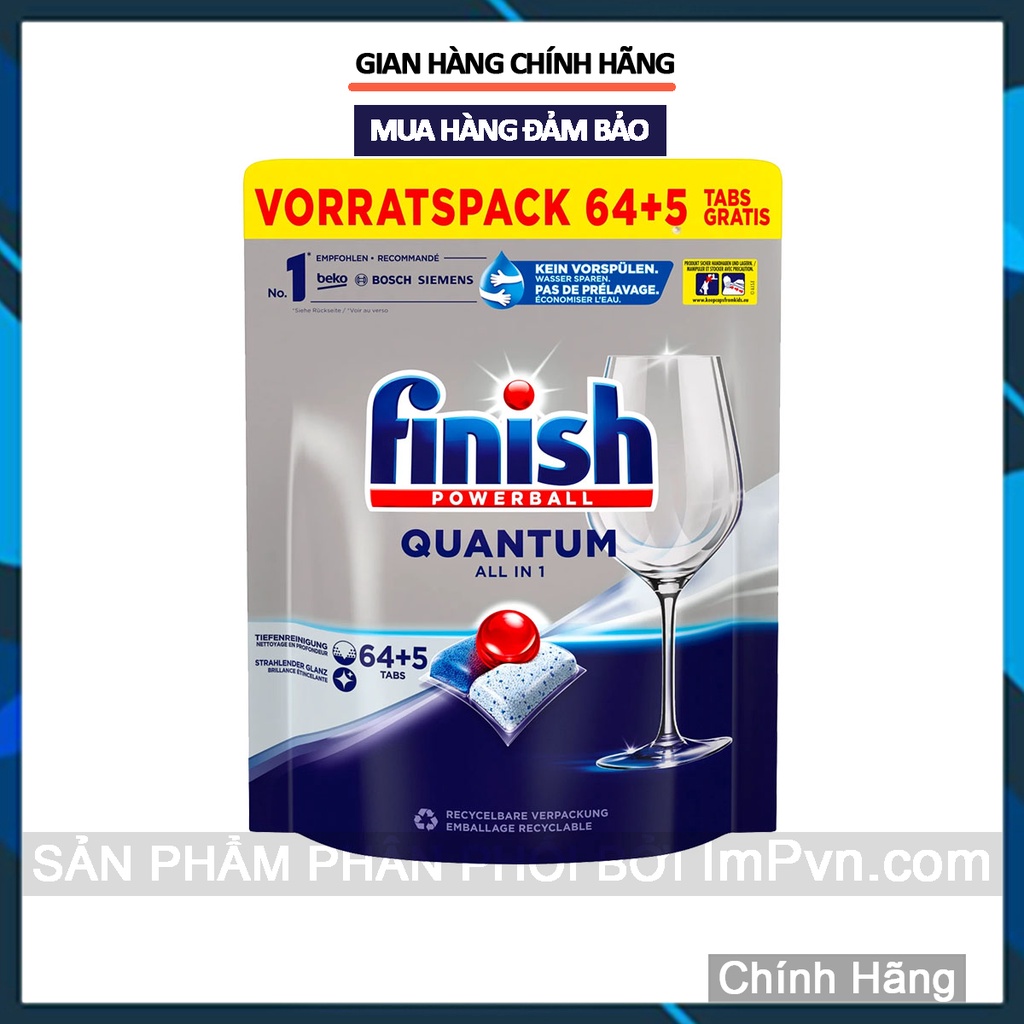 Viên rửa bát Finish Quantum Ultimate All in One  - Hàng Châu Âu - Chuyên dùng cho máy rửa chén bát  - ImP - ImPvn
